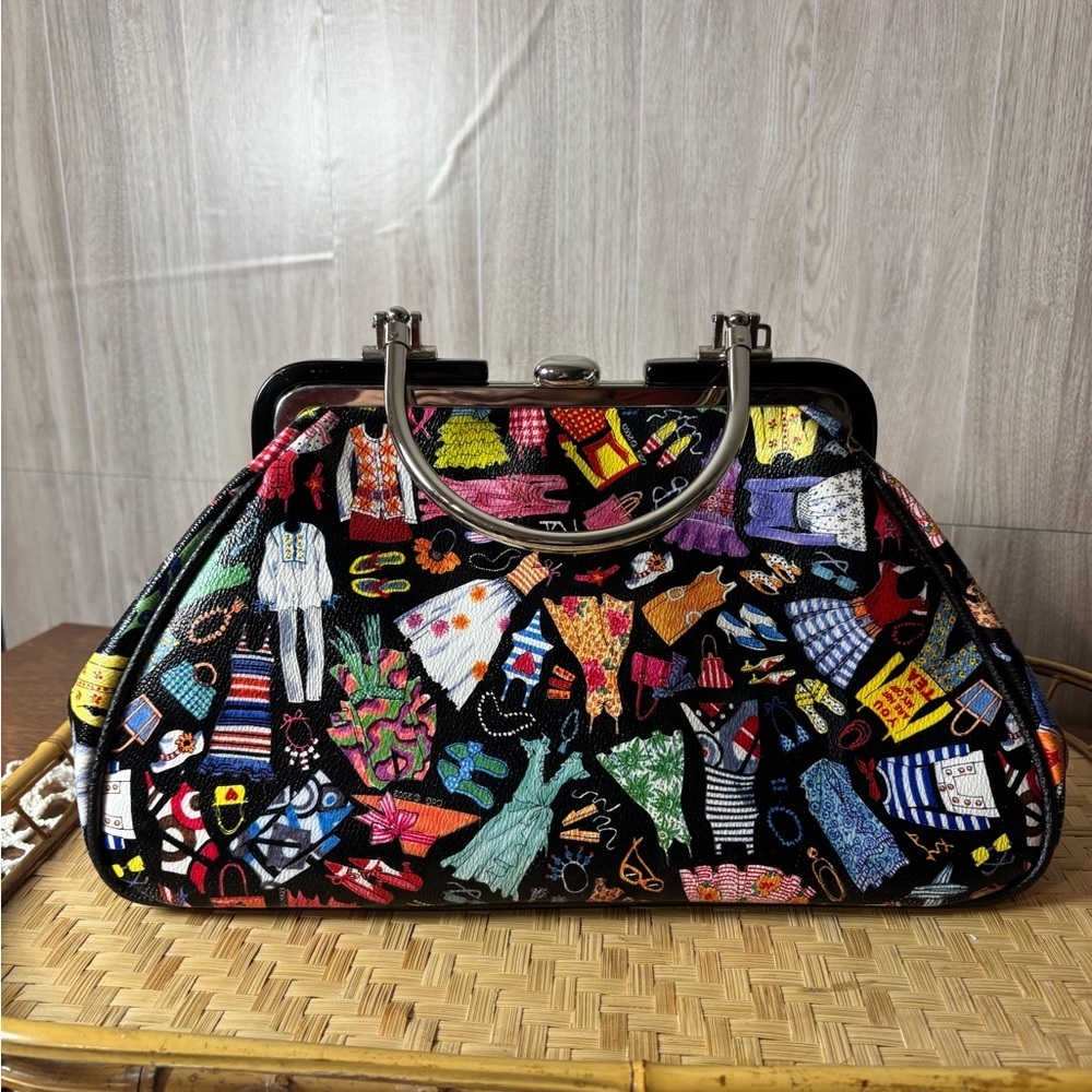 Sydney Love Y2K Vibrant Multicolor Kiss Lock Closure Metal Handle Purse Tote Bag